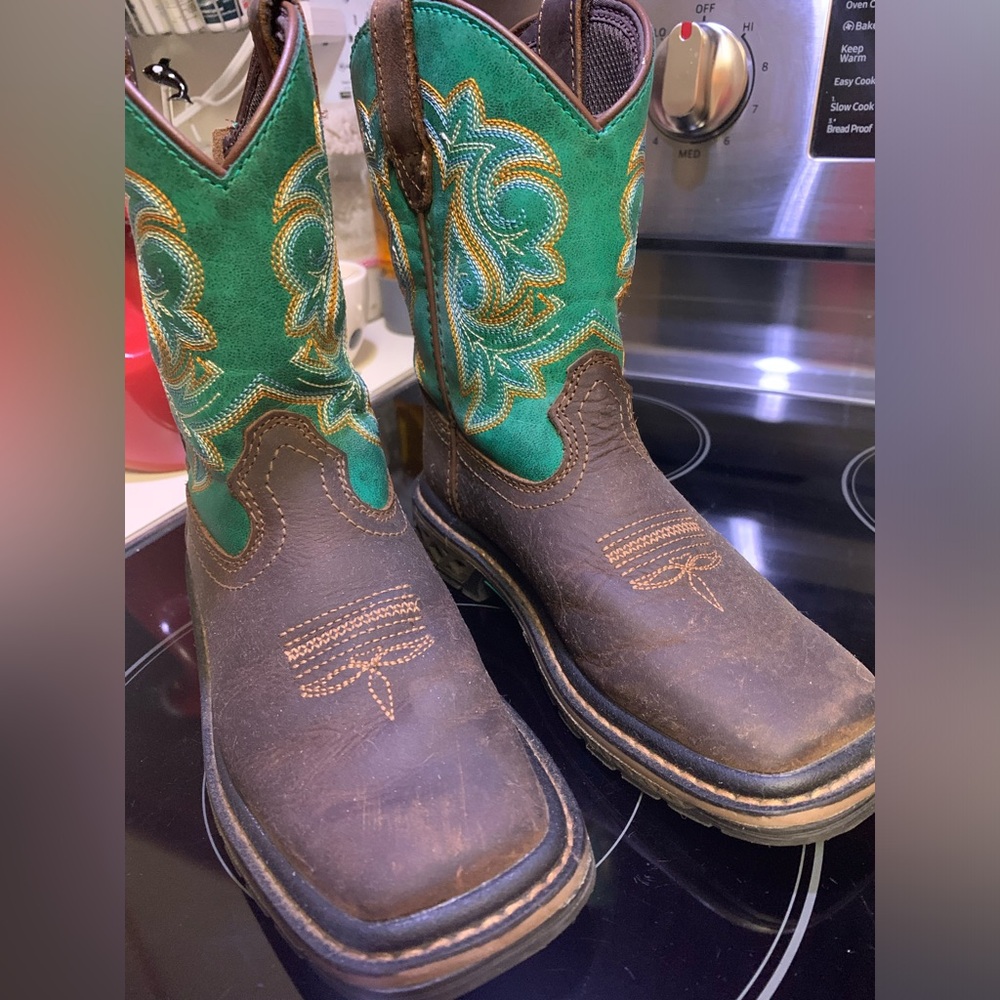 Georgia Boot Kids' Carbo Tec Brown and Turquoise Boots size 12.5